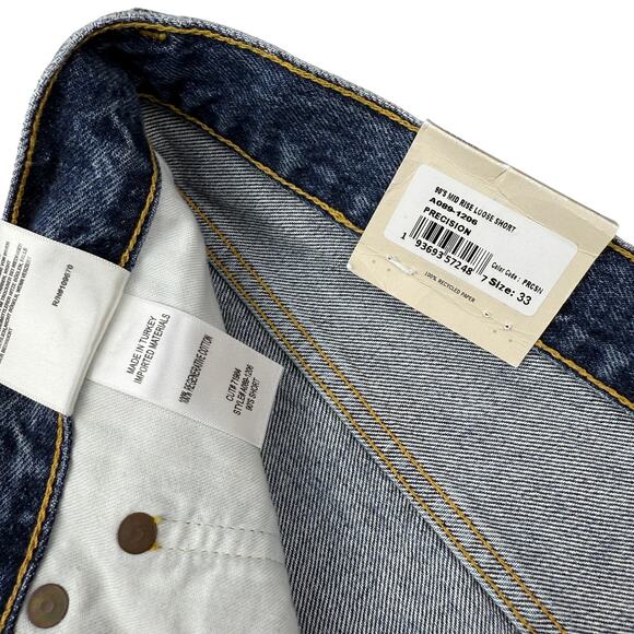 NWT AGOLDE 90s Frayed Hem Cut Denim Short In Precision Size 33 - Picture 6 of 7